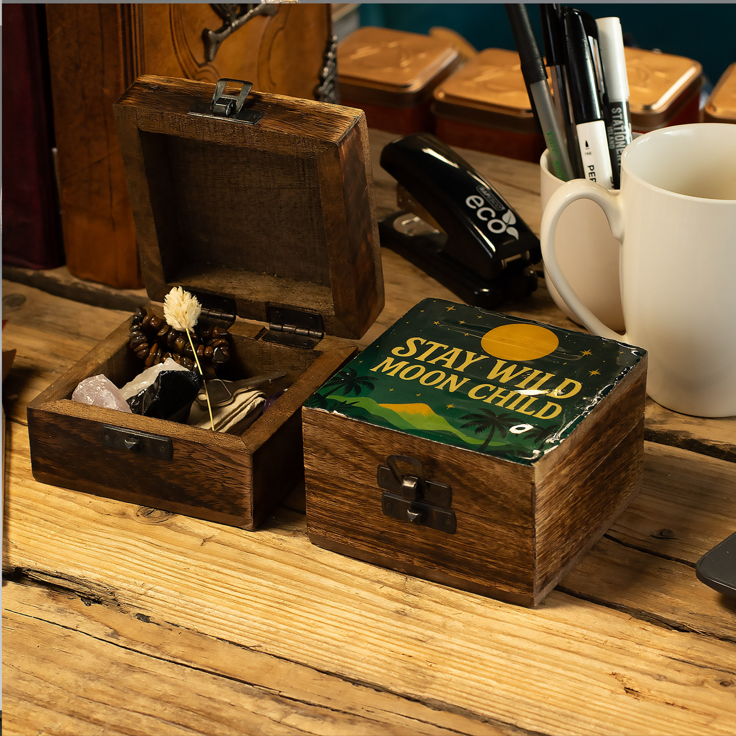 Enamelled Wooden Boxes