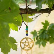 Indian Chimes - Brass Tri-Pentagram - 7 Bells - 9.5x32cm