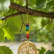 Indian Chimes - Brass Tree of Life with Chakra Beads - 3 Bells - 6.5x31cm