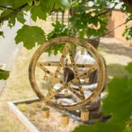 Indian Chimes - Iron Pentagram with Cow Bells - 25x49cm