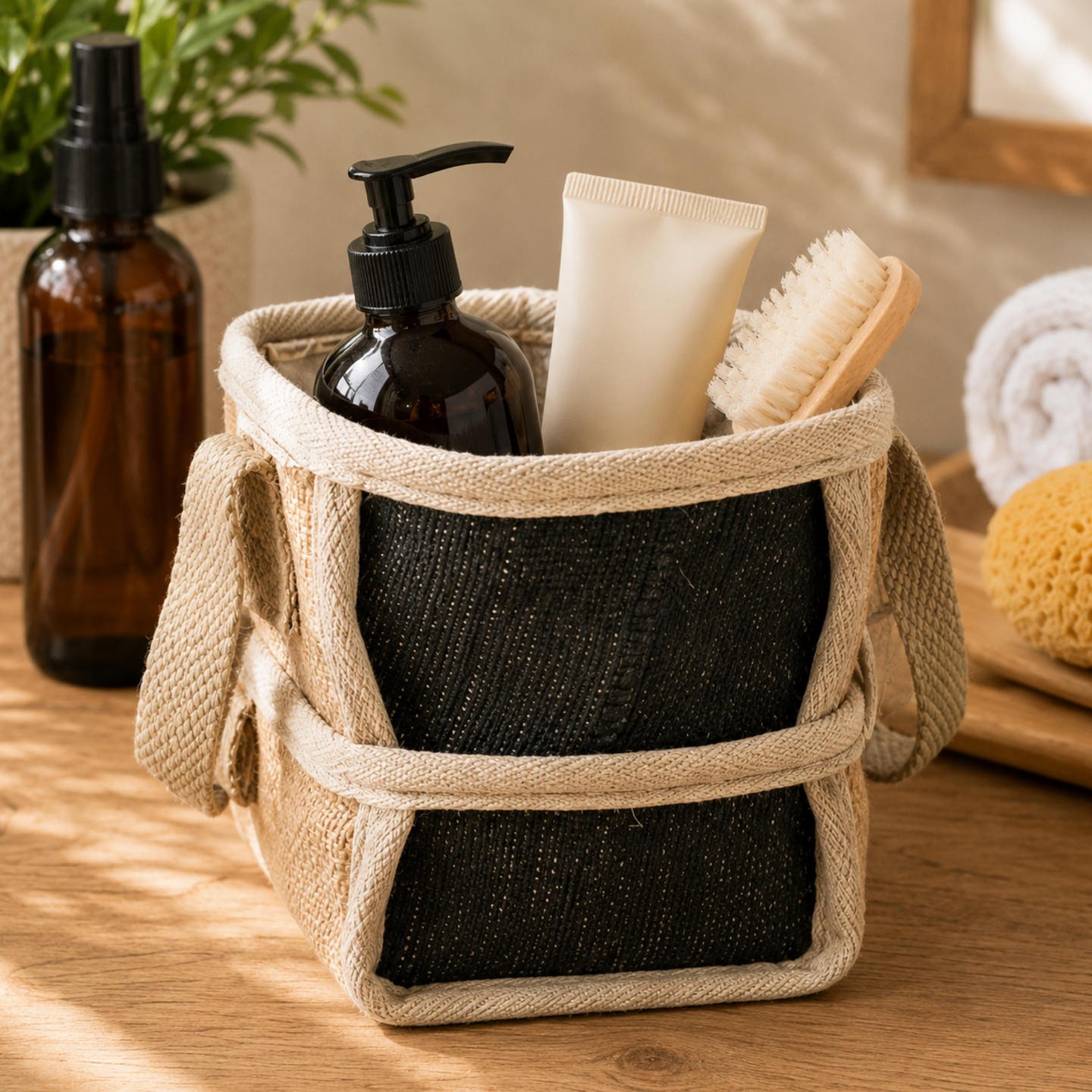 Stacking Natural Jute Shopping Baskets