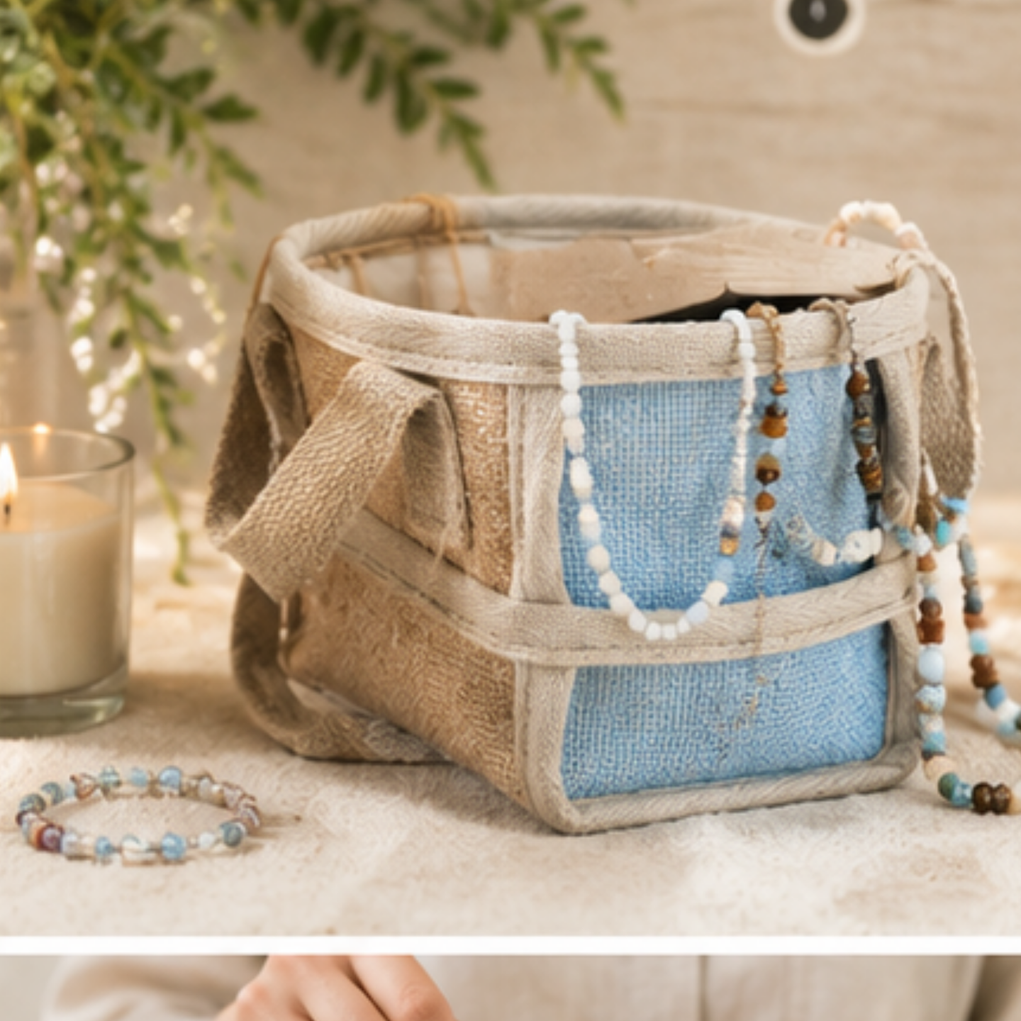 Stacking Natural Jute Shopping Baskets