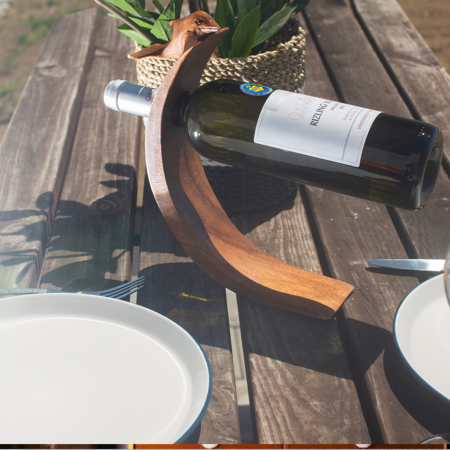 Suar Wood Balance Wine Holders