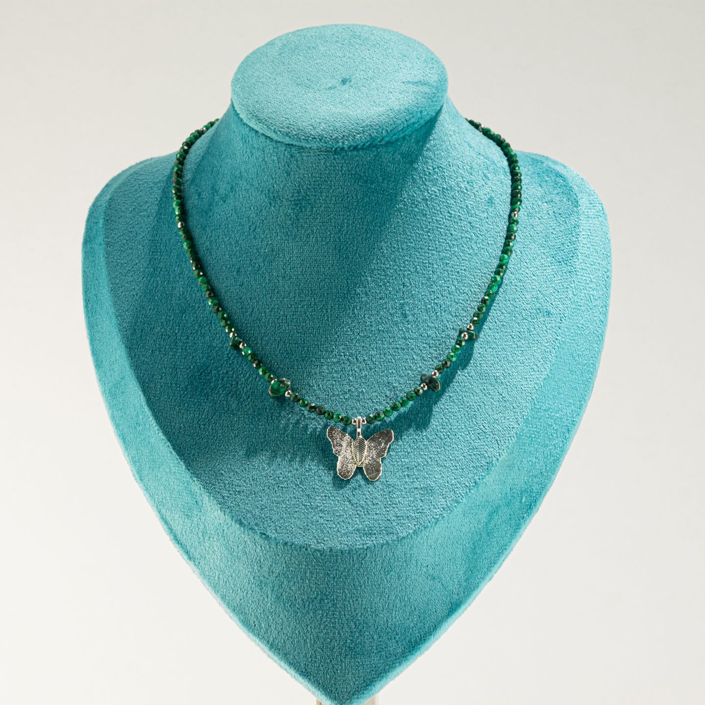 Nymph Gemstone Necklaces - Real Leaf Butterfly Pendant