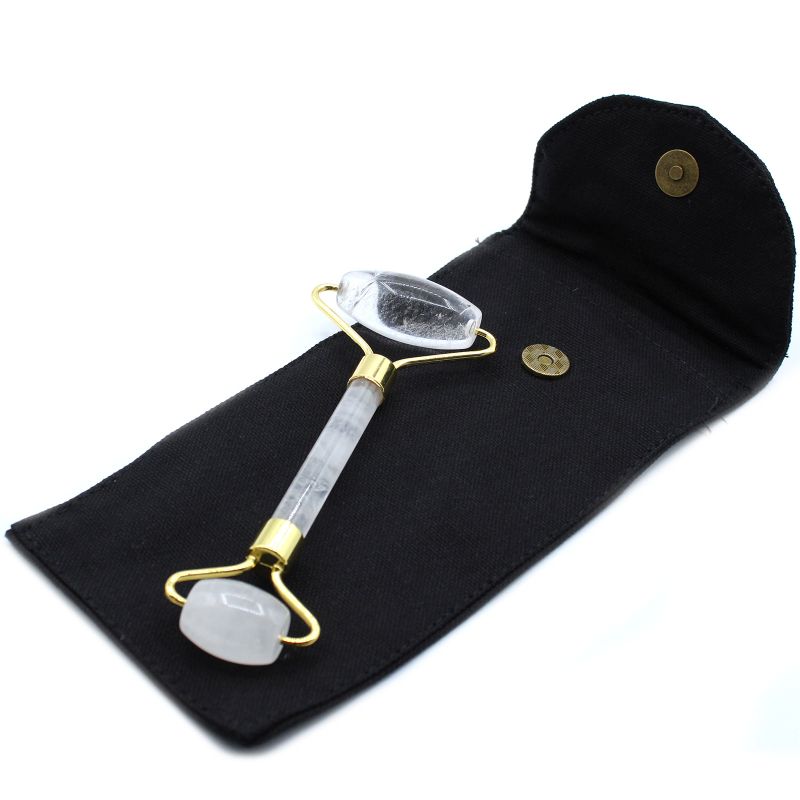 Gemstone Face Roller - Rock Quartz with Pouch