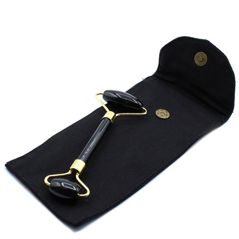 Gemstone Face Roller - Black Obsidian with Pouch