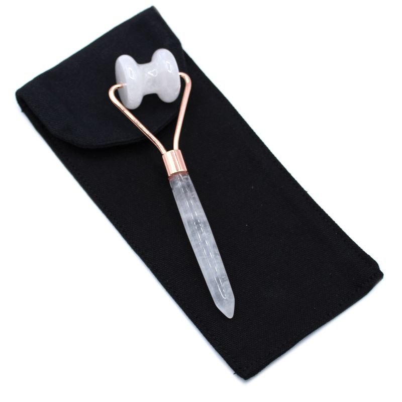 Gemstone Jawline Roller - Rock Quartz with Pouch