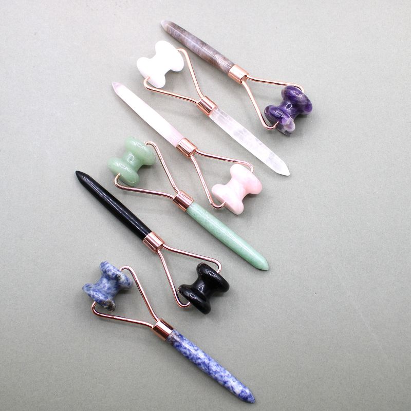 Gemstone Jawline Roller - Sodalite with Pouch