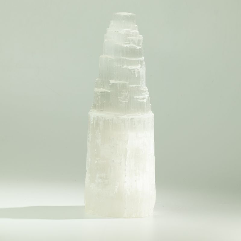 Natural Selenite Tower Lamp - 25 cm