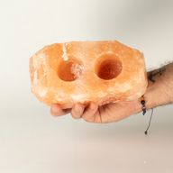 Natural Salt Candle Holder - 2 holes