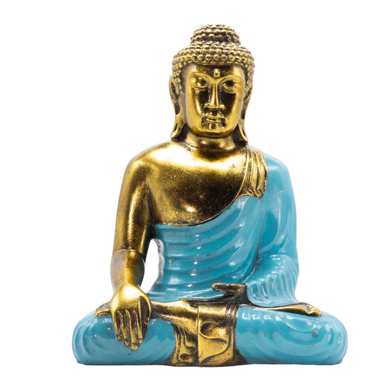 Teal & Gold Buddha - Extra Large 30cm - Earth Touching (Enlightment)