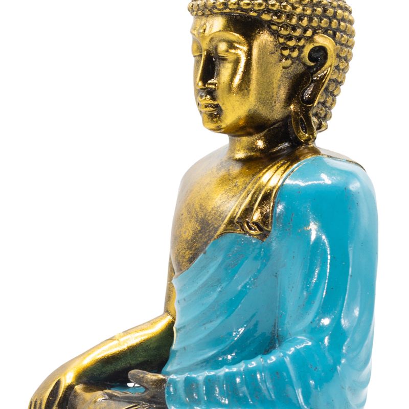 Teal & Gold Buddha - Extra Large 30cm - Earth Touching (Enlightment)