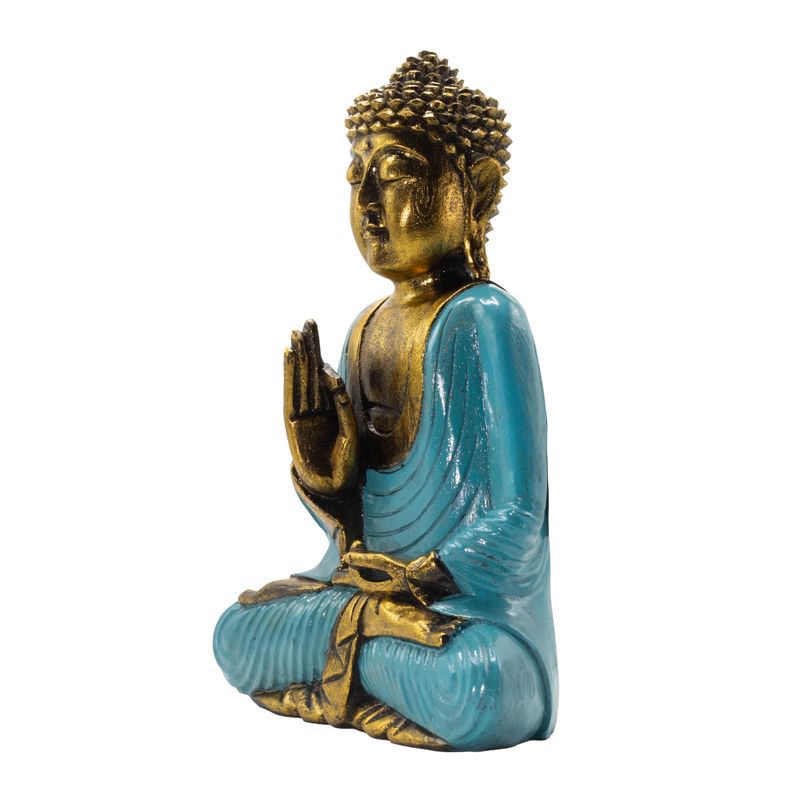 Teal & Gold Buddha - Extra Large 40cm - Vitarka Mudra (Wisdom)