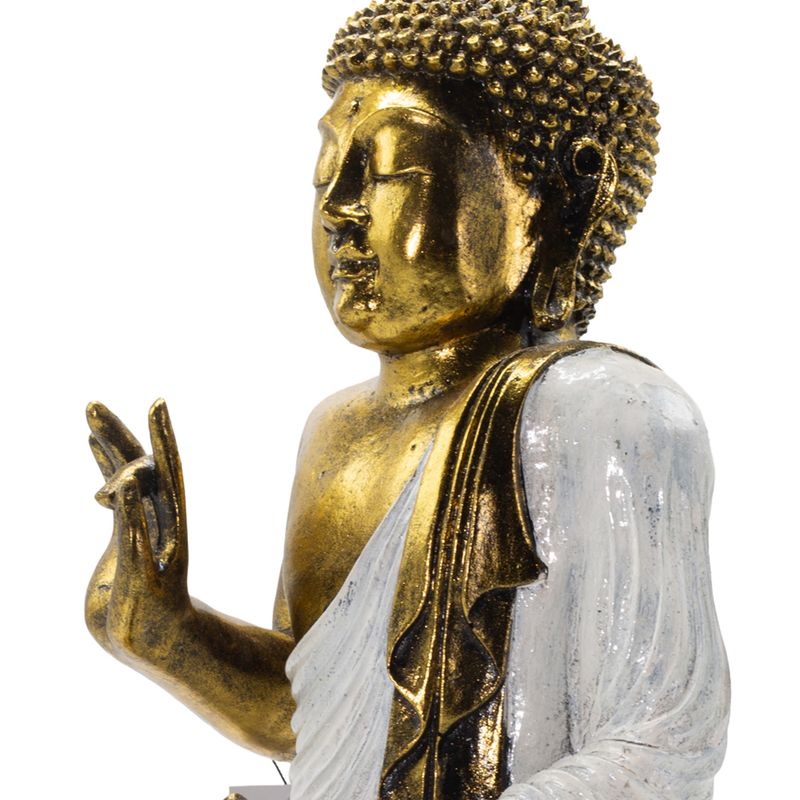 White & Gold Buddha - Extra Large 40cm  - Abhaya Mudra (No Fear)