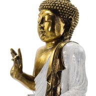 White & Gold Buddha - Extra Large 40cm  - Abhaya Mudra (No Fear)
