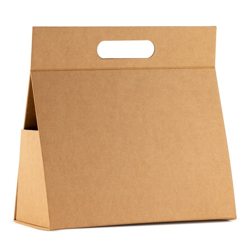 Flat Pack Gift Box - Lrg Hand Box (28x12.5x26cm) - Brown Craft