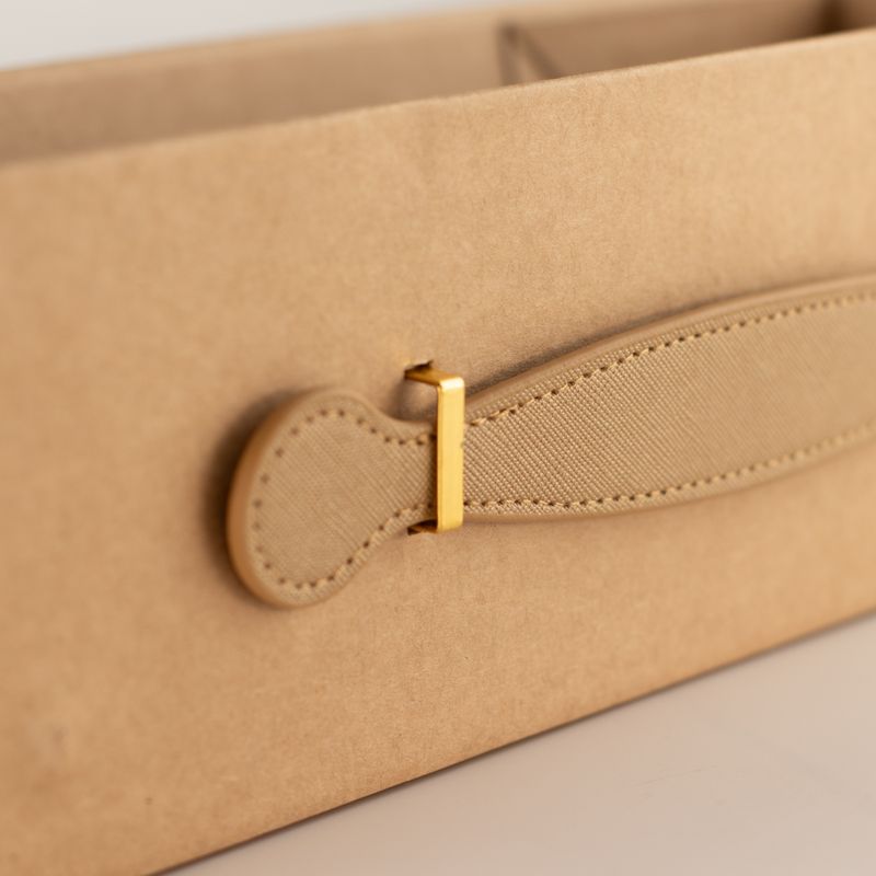 Flat Pack Gift Box - Wine Box Shape  (33.5x10x10.5cm) - Brown Craft