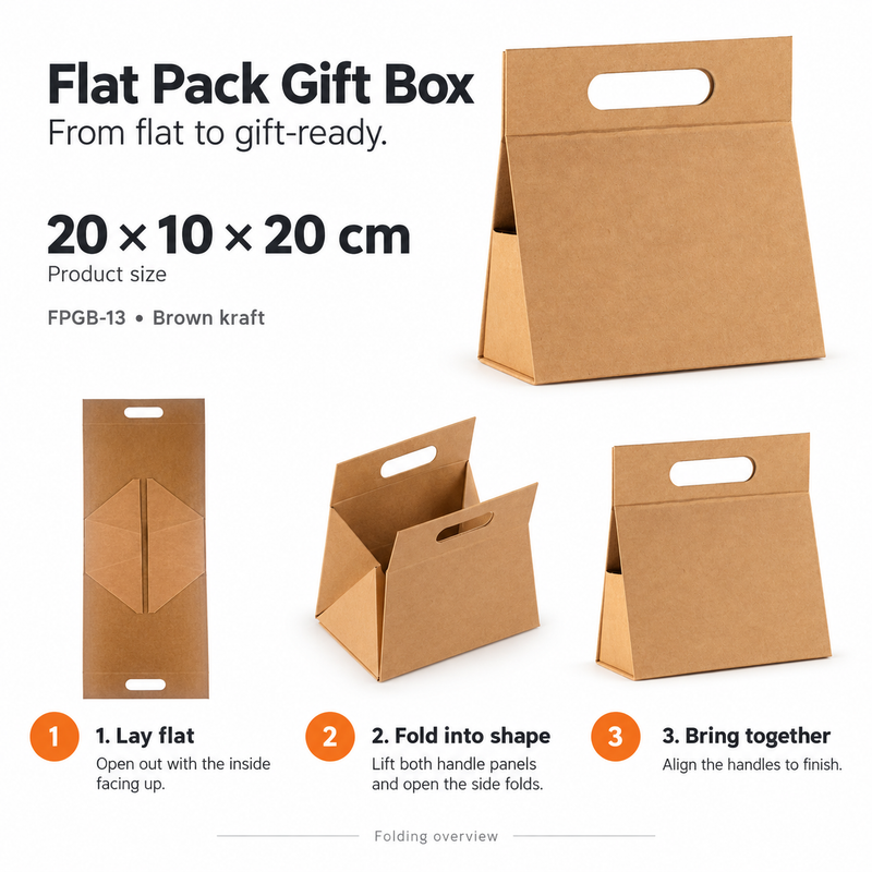 Flat Pack Gift Box - Lrg Hand Box (28x12.5x26cm) - Ivory