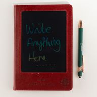 Intention Note Book - LCD Wipe Screen - Red Leather Effect - Brass Leaf - 80 Leafs