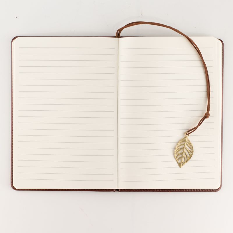Intention Note Book - LCD Wipe Screen - Brown Leather Effect - Brass Leaf - 80 Leafs