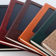 Intention Note Book - LCD Wipe Screen - Brown Leather Effect - Brass Leaf - 80 Leafs