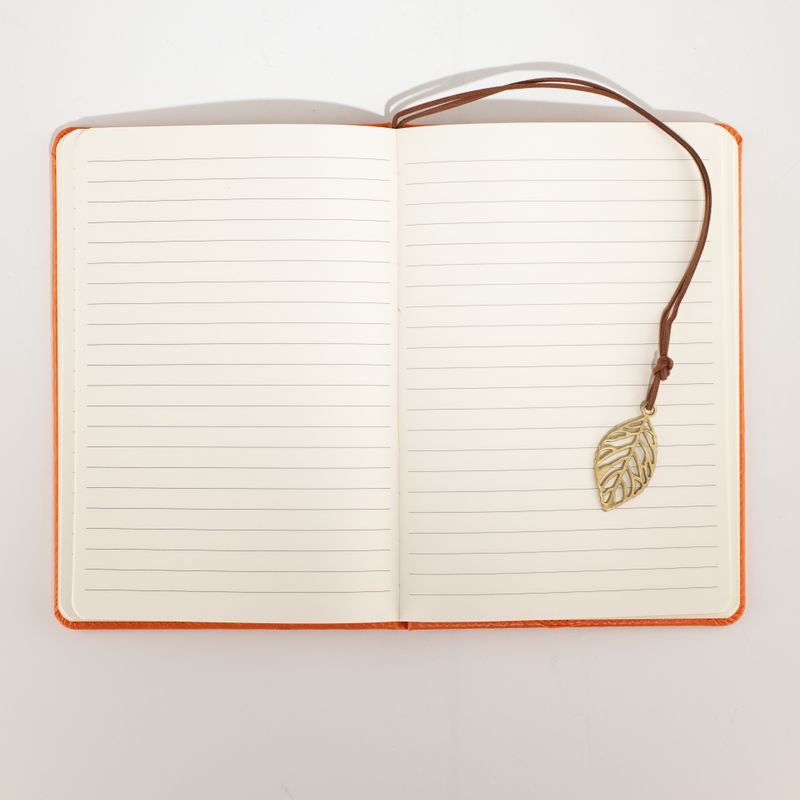 Intention Note Book - LCD Wipe Screen - Orange Leather Effect - Brass Leaf - 80 Leafs