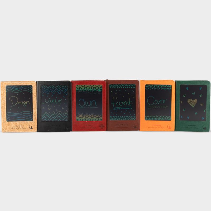 Intention Note Book - LCD Wipe Screen - Green Leather Effect - Brass Leaf - 80 Leafs