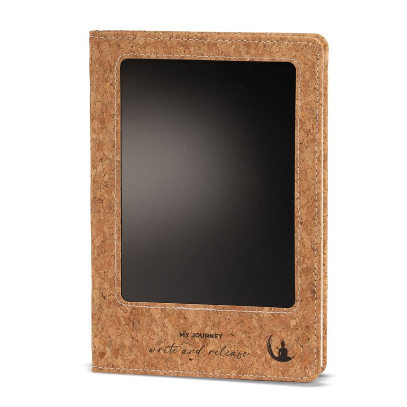 Intention Note Book - LCD Wipe Screen - Cork Leather Effect - Brass Leaf - 80 Leafs