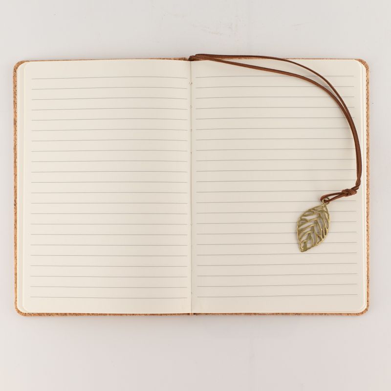 Intention Note Book - LCD Wipe Screen - Cork Leather Effect - Brass Leaf - 80 Leafs