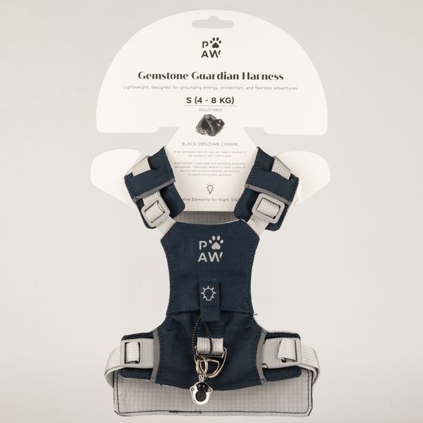PAW Dog Guardian Harness with Black Obsidian Charm - (4-8kg)