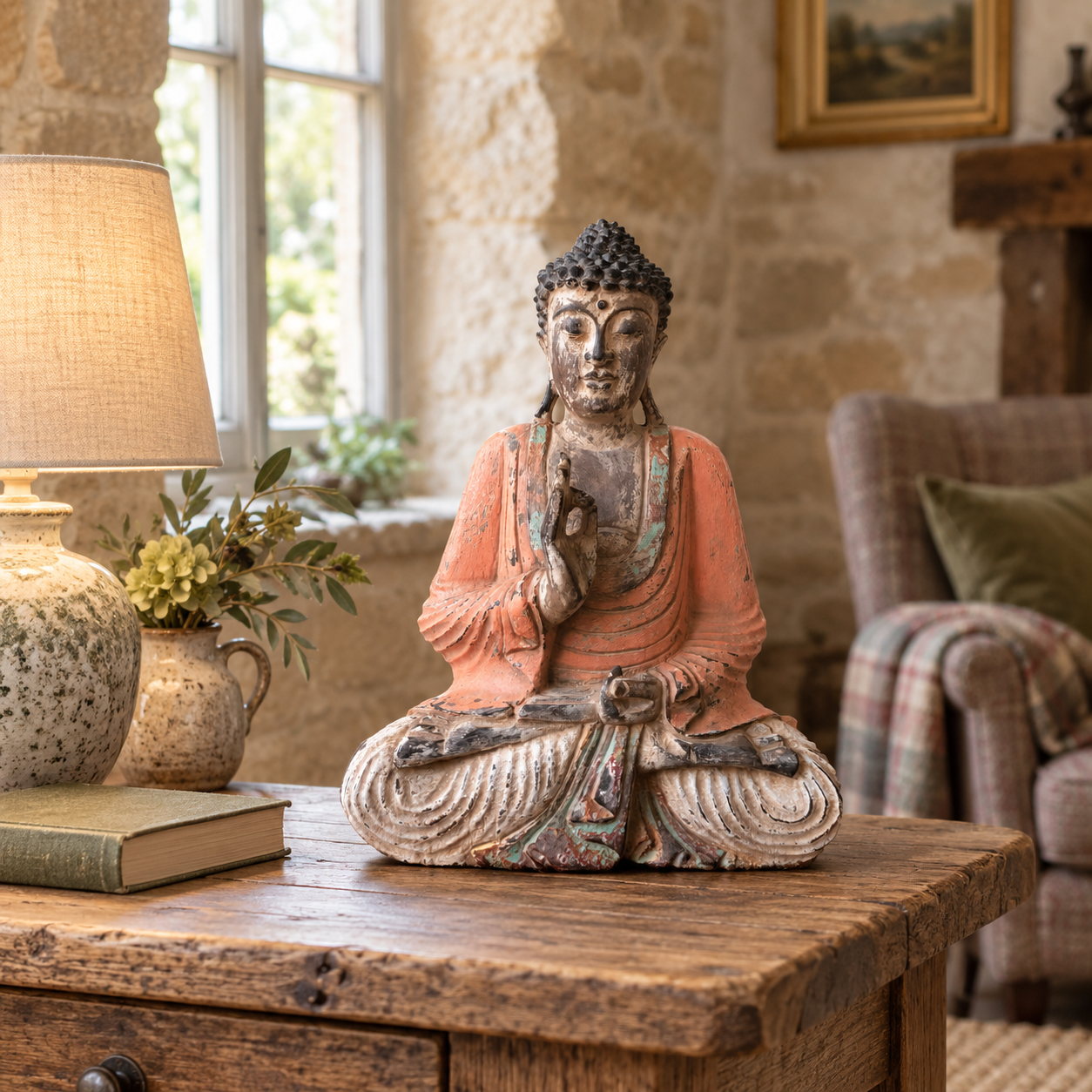 Vintage Hand Carved Buddha Statues