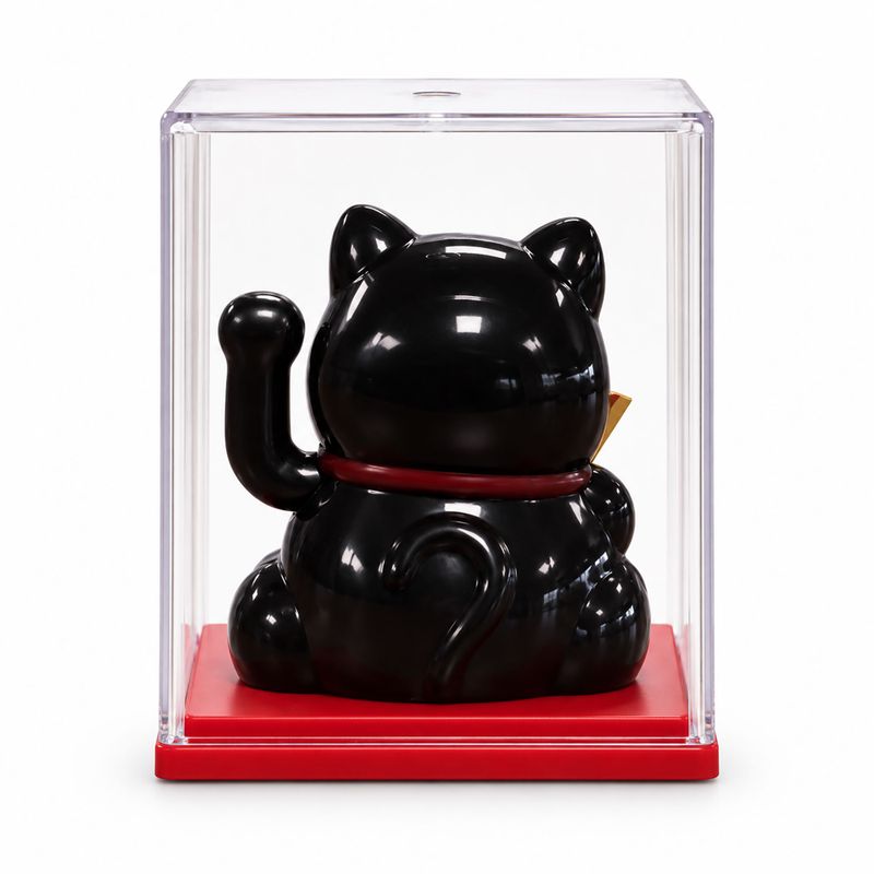 Mini Solar Powered Money Cat in Box - Black