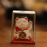 Mini Solar Powered Money Cat in Box - White
