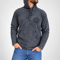 Small Stone Washed Hoody Shirt Kangaroo Pocket - Dusty Lavender