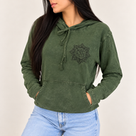 Small Stone Washed Hoody Shirt Kangaroo Pocket - Vintage Teal