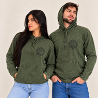 Small Stone Washed Hoody Shirt Kangaroo Pocket - Vintage Teal