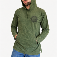 Small Stone Washed Hoody Shirt Kangaroo Pocket - Vintage Teal