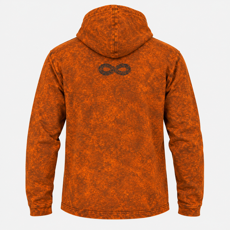 Small Stone Washed Hoody Shirt Kangaroo Pocket - Burnt Orange