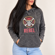 Small Stone Washed Hoody Shirt Kangaroo Pocket - Grey REBEL