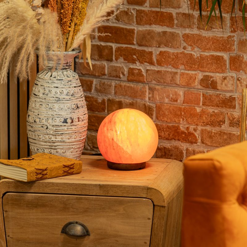 Salt Lamp Ball - Big Wooden Base 3-4kg