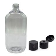 1000ml Clear Plastic Boston Bottle with Flip Top Cap 28mm