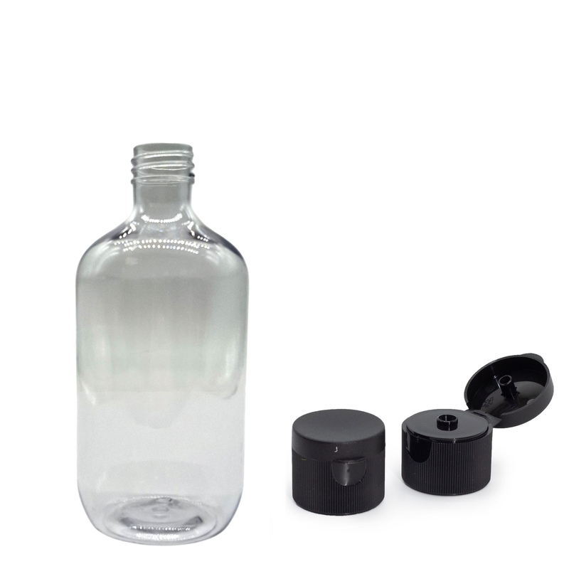 500ml Clear Plastic Boston Bottle with Flip Top Cap 28mm