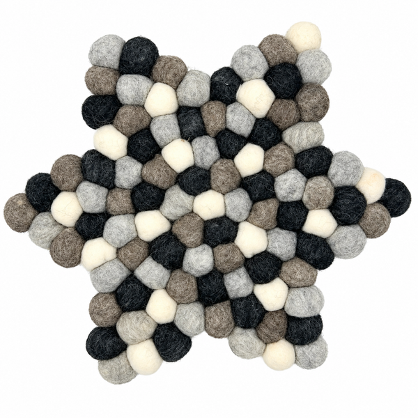 Felt Ball Star Centre Mat - Multi Grey Colour