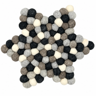 Felt Ball Star Centre Mat - 38x18cm Multi Grey Colour