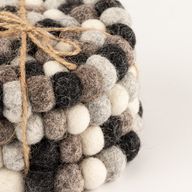Felt Ball Round Coasters - 10cm Multi Grey colour (set of 4)