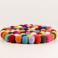 Felt Ball Round Placemat - 20cm Multi Colour