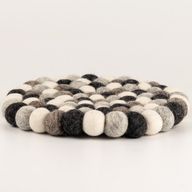 Felt Ball Round Placemat- 20cm Multi Grey Colour