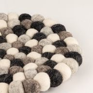 Felt Ball Round Placemat- 20cm Multi Grey Colour
