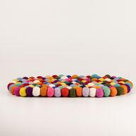 Felt Ball Oval Centre Mat - 38x18cm Multi Colour