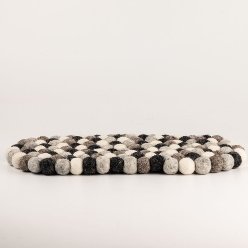 Felt Ball Oval Centre Mat - 38x18cm Multi Grey Colour